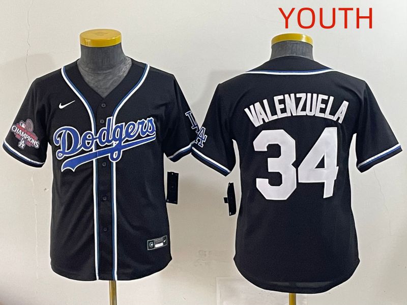 Youth 2025 Los Angeles Dodgers #34 Valenzuela Black Three generations Fashion Nike MLB Jersey style 7